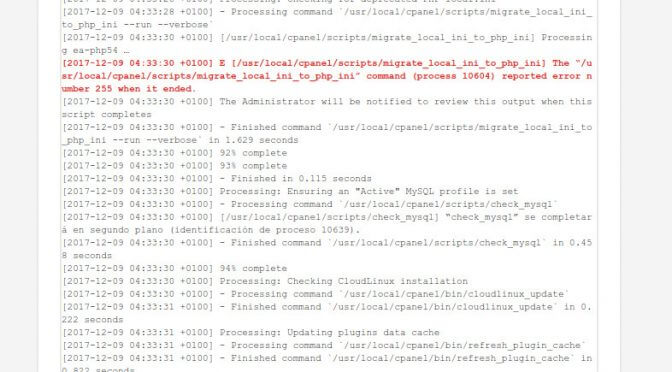 Fallo actualización Cpanel 68